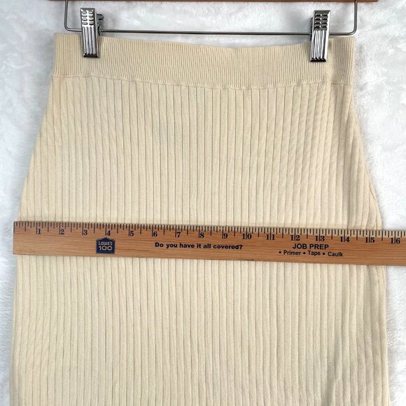 Free People Skyline Skirt Womens M Cream Ribbed Knit Midi Stretch - Picture 7 of 9
